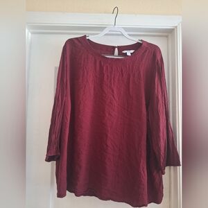 Women's Burgundy Top Blouse Croft & Barrow 2X‎